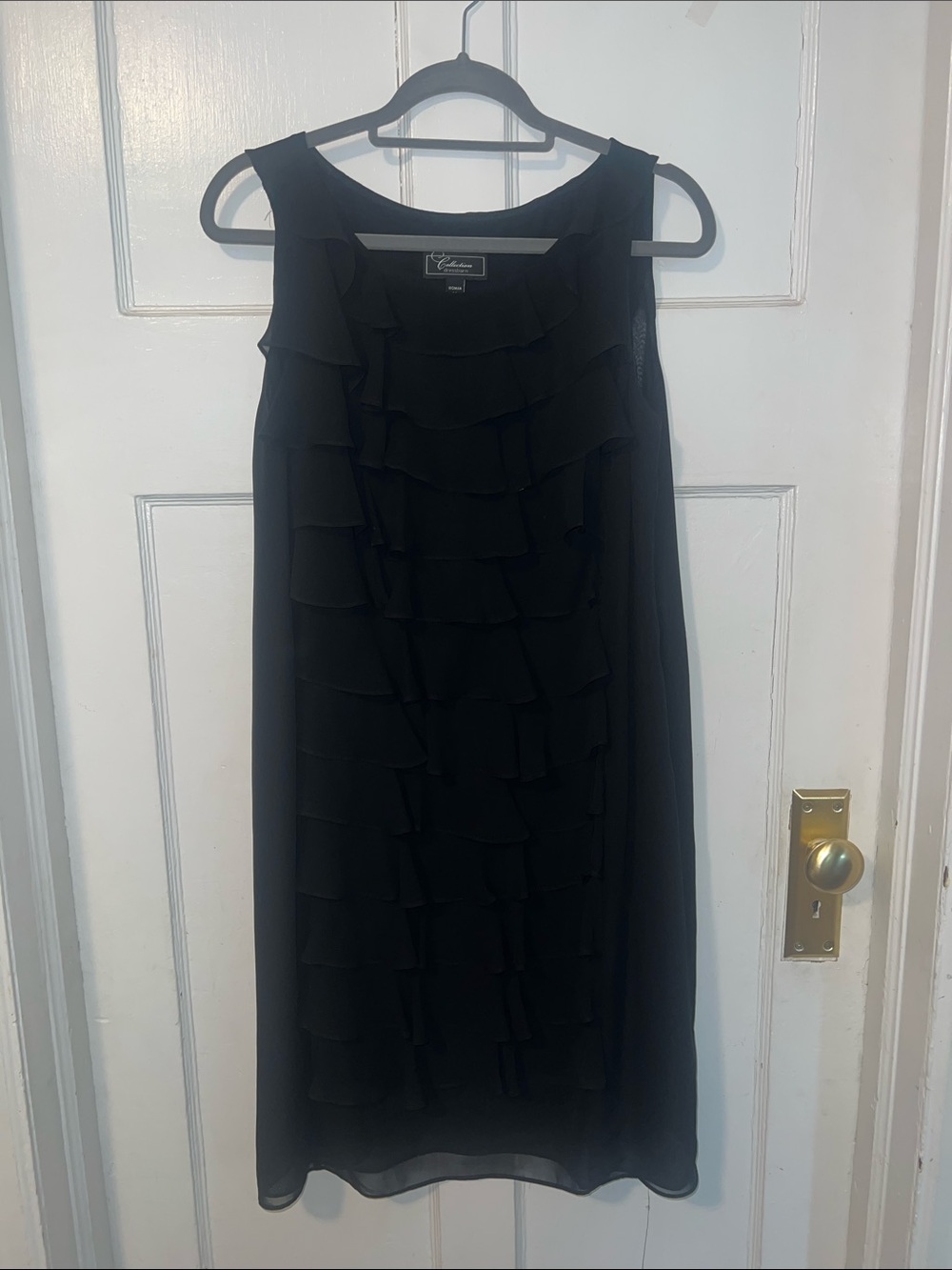dressbarn Black Sleeveless Ruffle Midi Dress